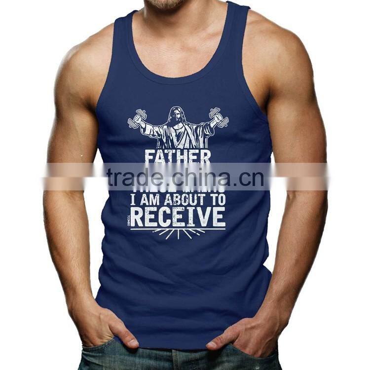 Custom Silk Screen Printing Wholesale Bodybuilding Stringer 100 Cotton Tank Top
