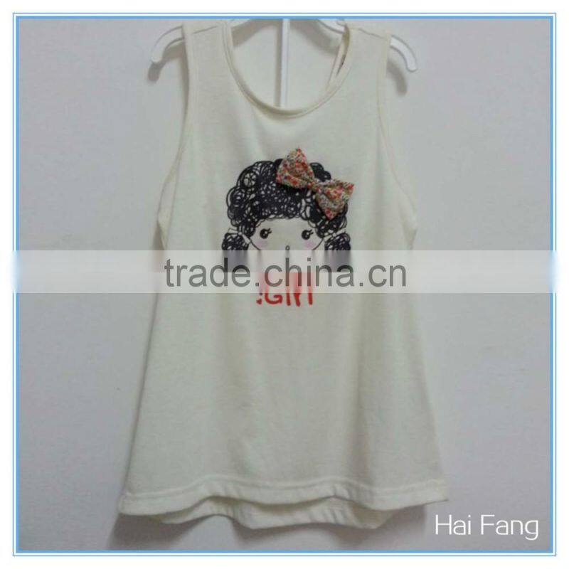 Children Girls OEM Cute Vest, Girls Fashion Summer Hot Vests Tops, Knitted Fabric Underwear Set