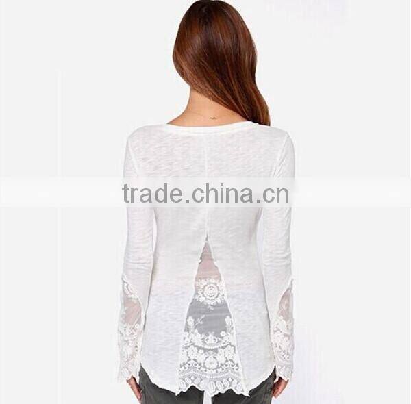 Classical black and white solid Dovetail split Net yarn splicing knitting Slim soft t shirt thin women