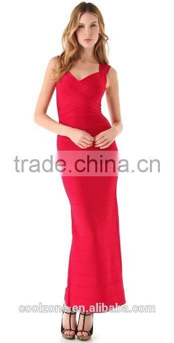 Ladies long evening party wear gown bandage design evening gown