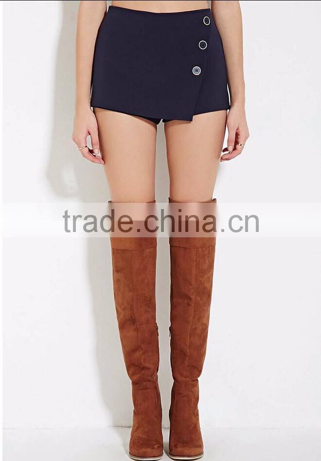 Fashion unlined front buttons skirt women asymmetrical sexy short skirt 2016