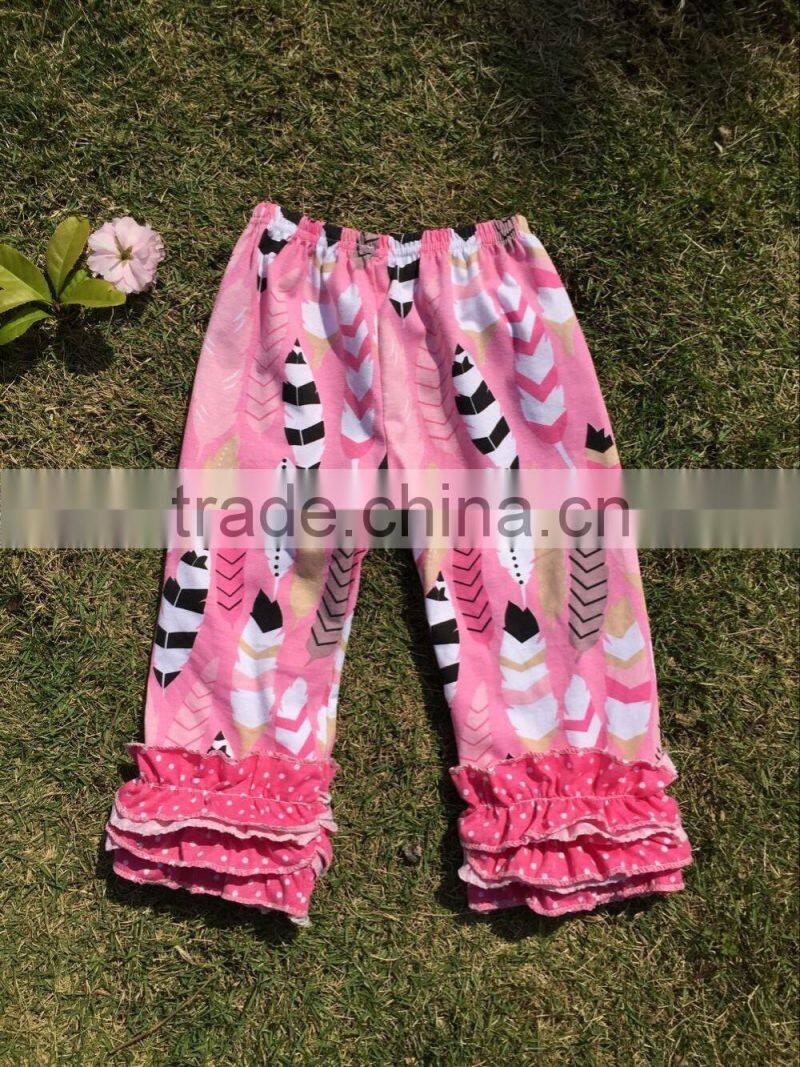 Wholesale baby cowboy girls and boys organic cotton comfortable ruffle pants for boutique girl fall wear baby clothes