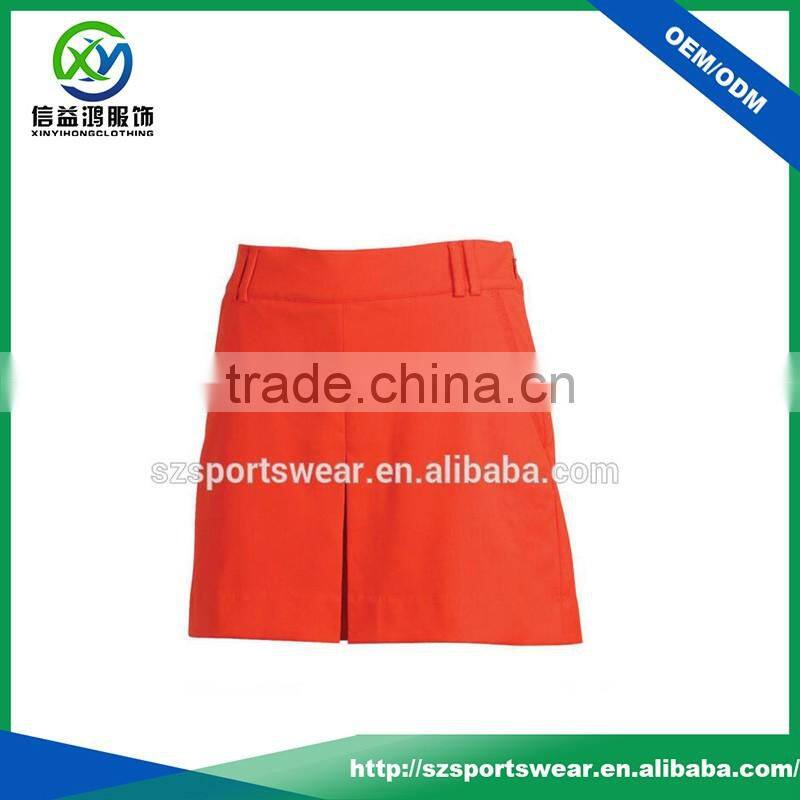 Blank Design polyester lady orange color sport short skort wholesale