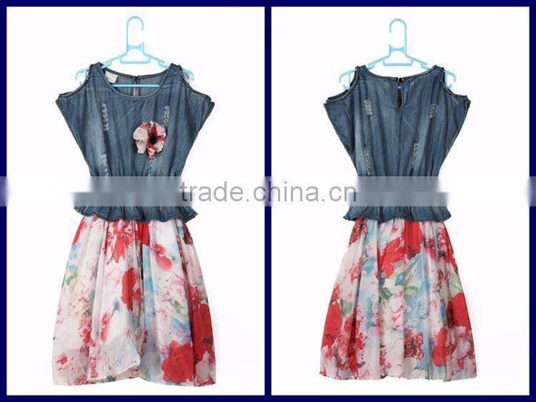 New fashion children dress 2 layer flounced strapless decoration flowers latest design kids fancy dress costumes