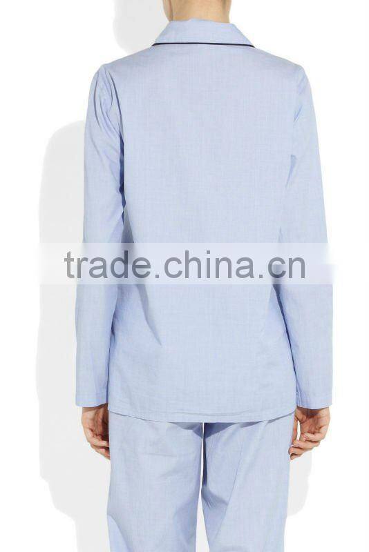 piped cotton pajama set