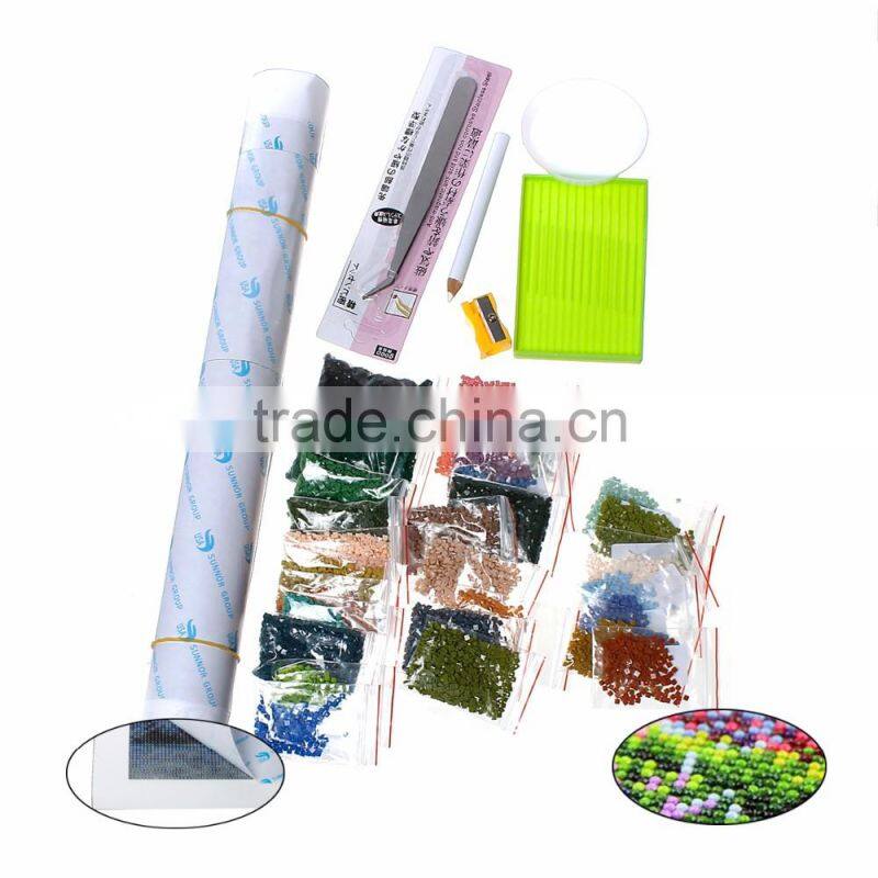 Custom Pattern Rhinestone Multicolor Swan Garden House Pattern Cotton Embroidery DIY Kit Diamond Painting