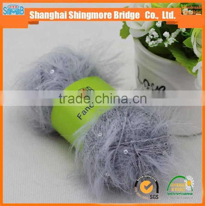China yarn supplier wholesale feather knitting yarn with sequins for knitting sweater