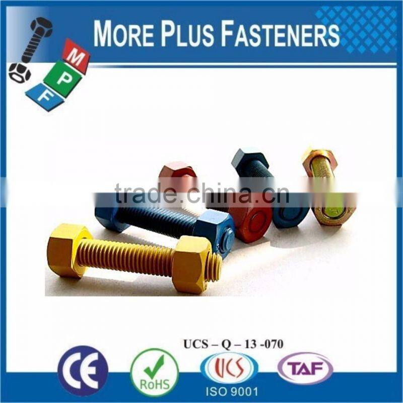 Made In Taiwan Stainless Steel Xylan Coated Colored Stud Bolts with Hexagon Nuts