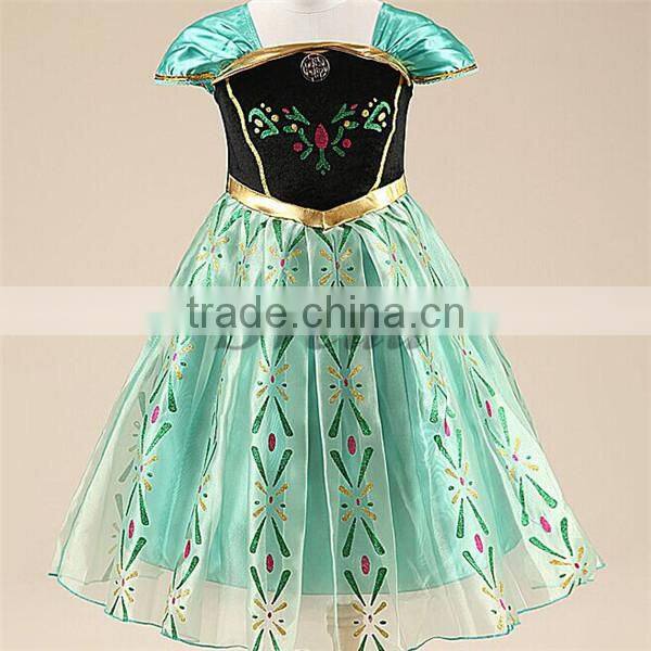 (Crazy Hot sell) Long sleeves dress Frozen princess dress Cosplay Fancy Dress Girl Birthday Party dress