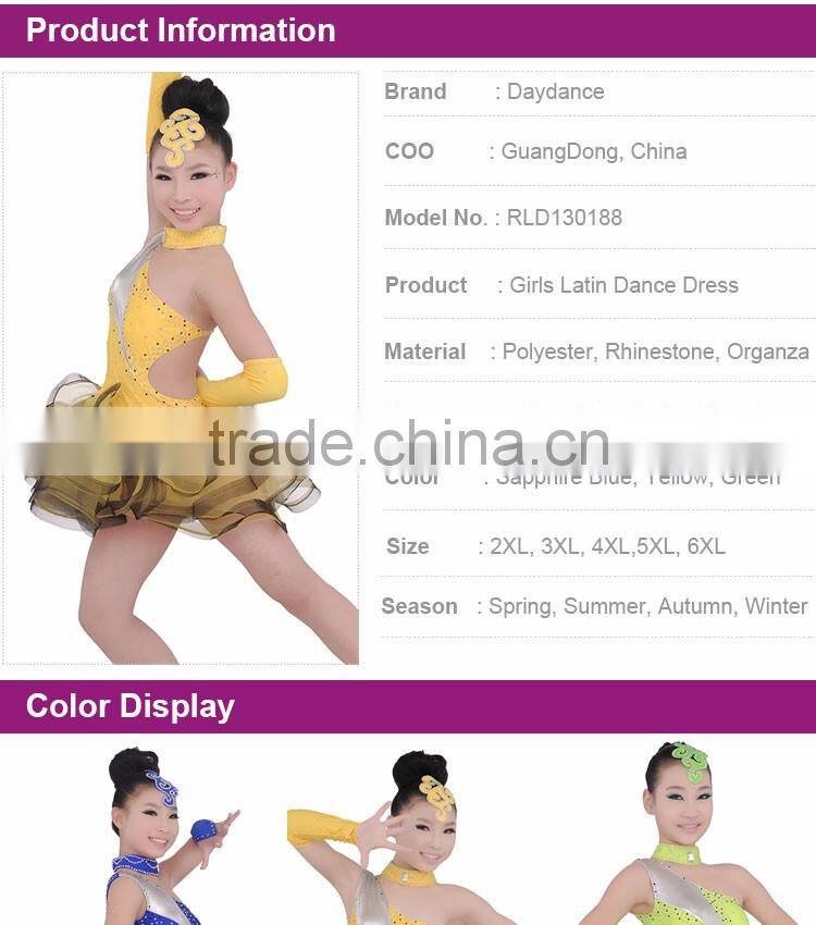 Girls Kids Ballroom Latin Competition Dress Fluffy Skirt Children Latin Dance Costumes