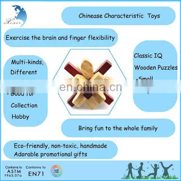 High quality 3d wooden intellectual cube puzzle for kids