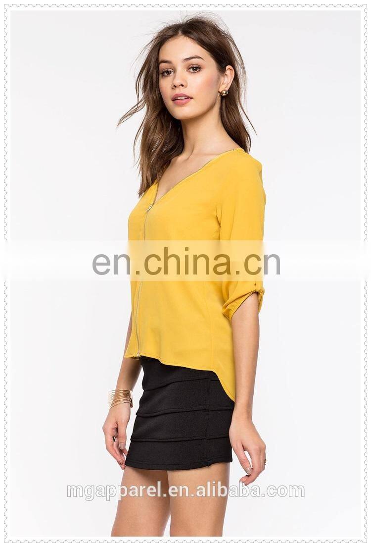 new style rounded back hem women daily smart casual wear blouse