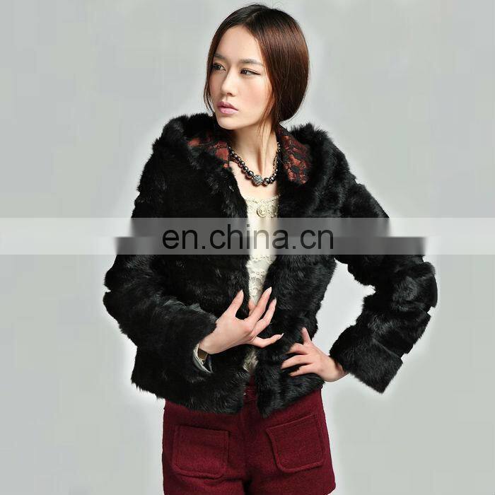 2014 new Wholesale short style red genuine rabbit fur jacket
