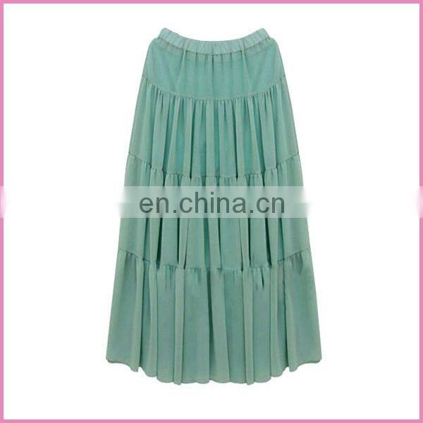 four fold Bohemian style colorful long pleated skirt