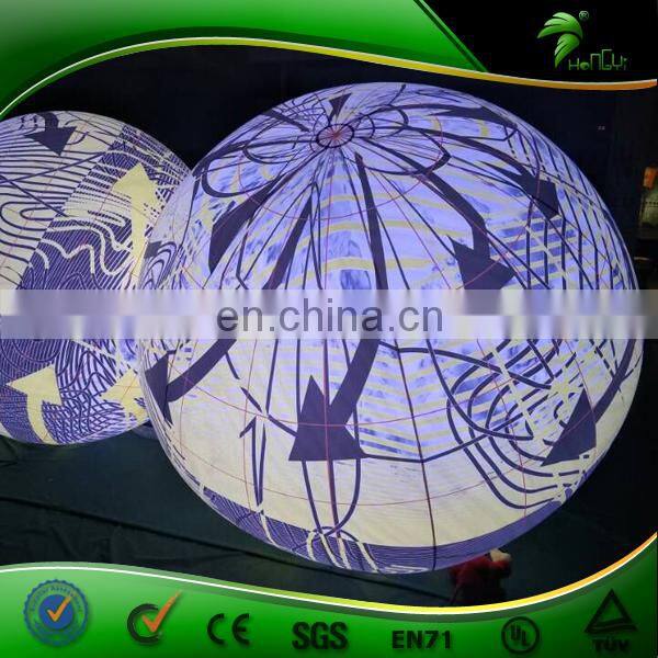 Vivid Full Printing Giant Inflatable Lighting Sphere , Inflatable LED Balloon Party Decoration , PVC Hanging Advertising Globe