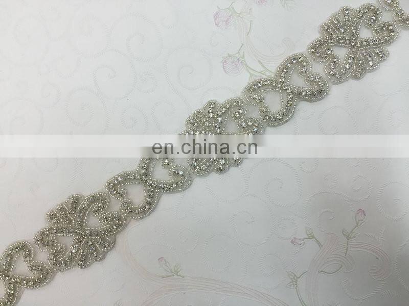 2016 Hot Fix Motif Bridal Wedding Dress Accessories Crystal Bridal Applique Trim