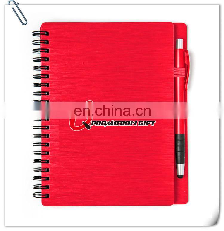 mercury spiral round 70sheets lined notebook set with stylus ball pen and solid metallic textured cover