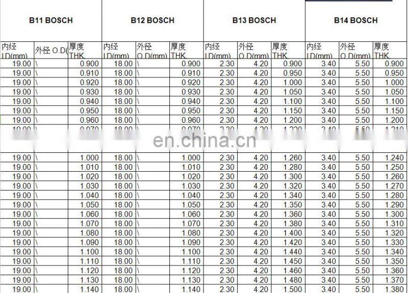 High precision common rail injector adjust shims , valve shim