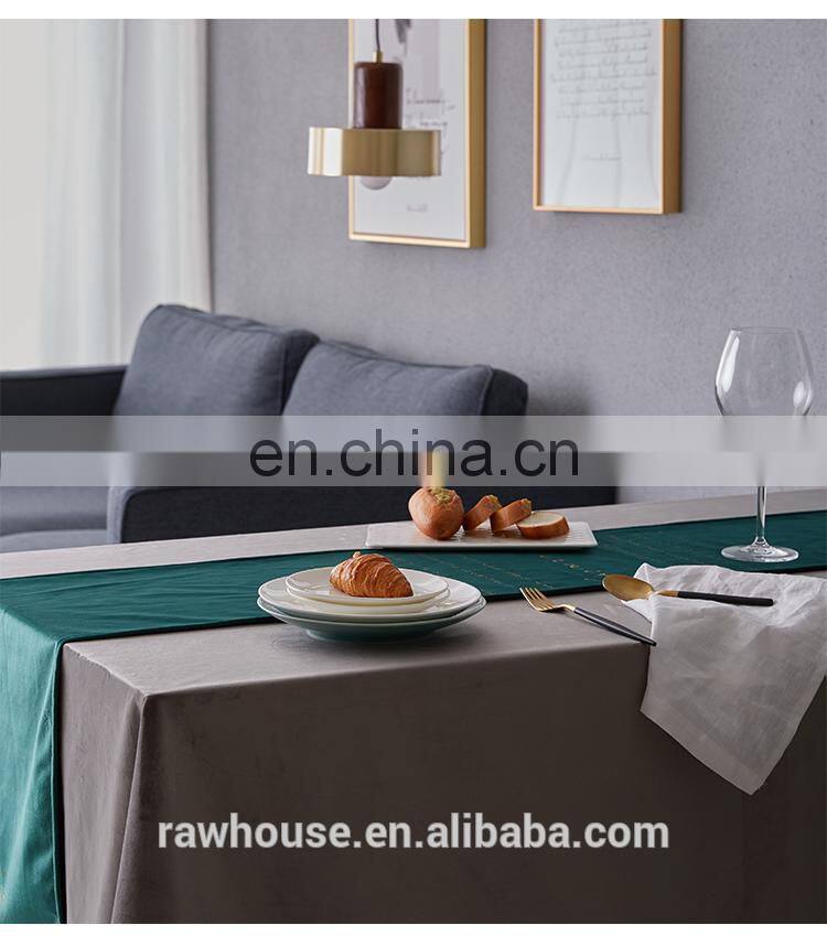 RAWHOUSE brozing words velvet table cover polyester table cloth