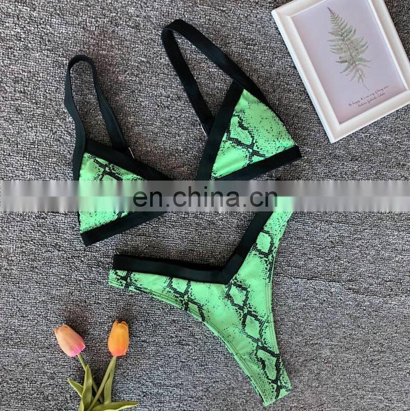 Retro Swimwear Women 2019 Push Up Bikini Set Snake Skin Printed Swimsuit Brazilian Monokini Thong Trikini Badpak Banadores Mujer