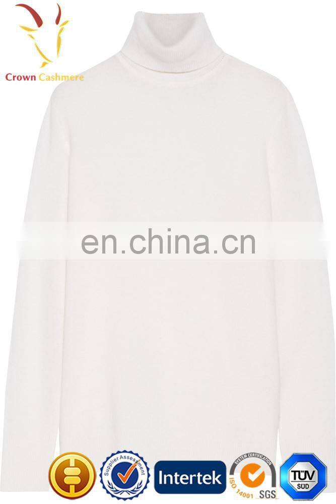 Women solid color turtle neck cashmere knit pullover sweater