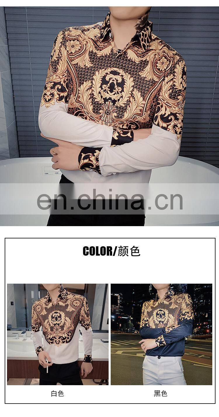 Clothing manufacturers wholesale men's new casual 3D printing cardigan personality long-sleeved lapel shirt