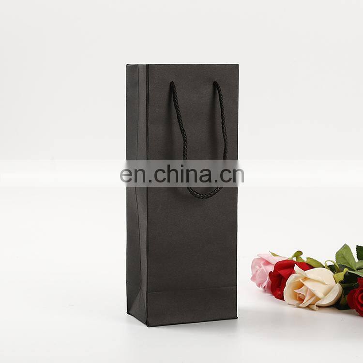 Wholesale High End Colorful Kraft Paper Shopping Gift bag Liquor Packaging Recyclable Twisted Nylon Handle Bag for Wine