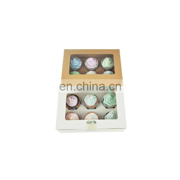 Kraft Paper Box Holes Cupcake Box with Window Dessert Macaron Cookies Candy Snacks Packing for Gift Party