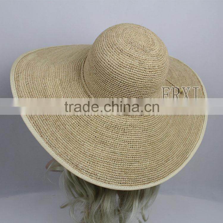 New Design Custom Adjust Raffia Straw Crochet Hat Wholesale