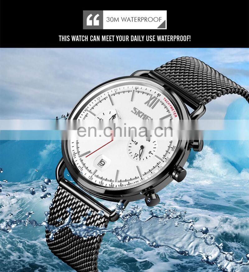 Skmei 9206 stainless steel watch jam tangan pria waterproof wristwatches men