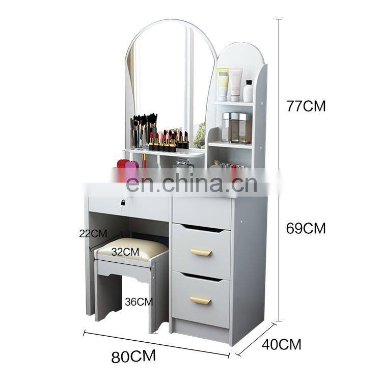 4 Drawers Adjustable Vanity Table Makeup Dresser Furniture Drawers
