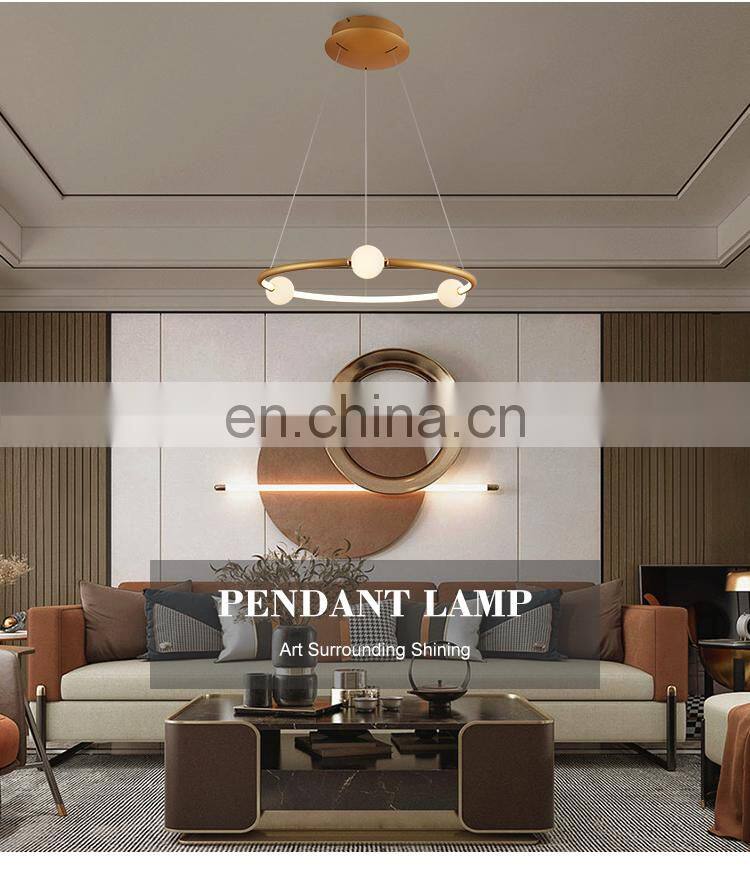 Personality Fashion Glass Black Gold Decoration Living Room Bedroom LED Modern Indoor Chandelier Light