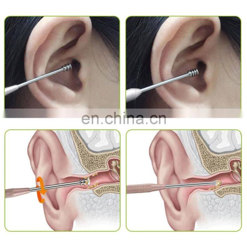 Stainless steel Ear Cleaner Portable Ear Wax Pick Double Headed Ear Spoon Cleaning Tool