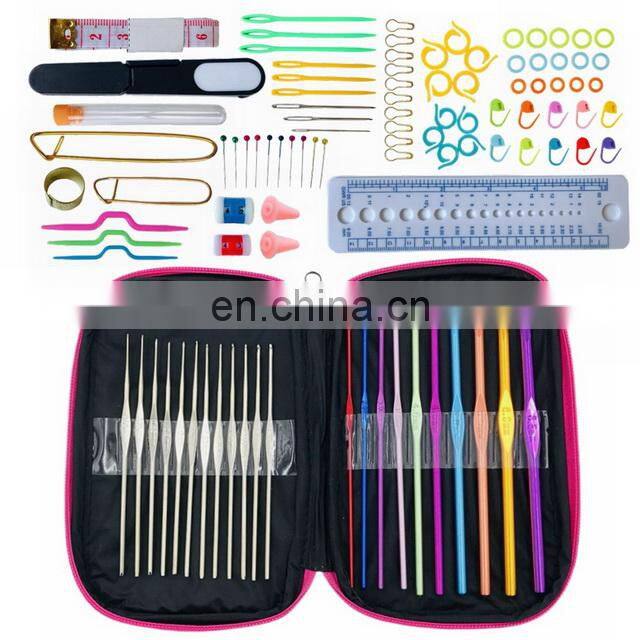 DIY 100PCS Aluminum Colorful Knitting Needle Tool Set Crochet Hook Set