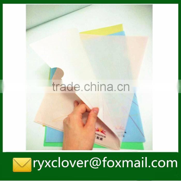 Custom clear printing A4 size PP plastic L-shape file folder for promotion gift
