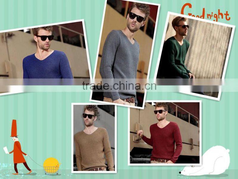 2015 New Arrivals Autumn Men's Clothing 100% Cashmere V Neck Sweater