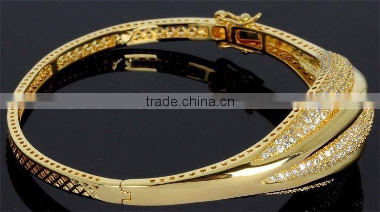 Brass Bracelet Luxury Wedding Gift Romantic Women Marriage Bangle Jewelry Gold