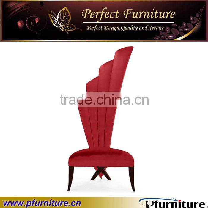 High class hotel wooden chair with velvet fabric