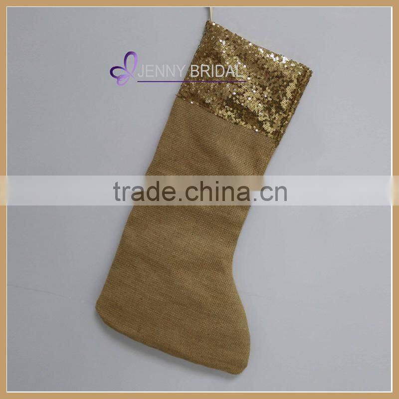 CTS010B Sequin Jute Christmas stocking Wholesale