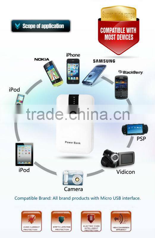 High capacity+dual output rechargeable external battery charger with LED Light, MP019