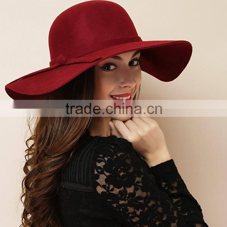 Wholesale Fashion Ladies Women Wide Brim Floppy Wool Felt Hat