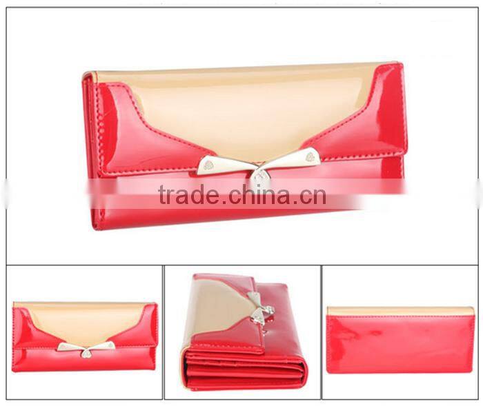 Fashion bright pu lady long wallet