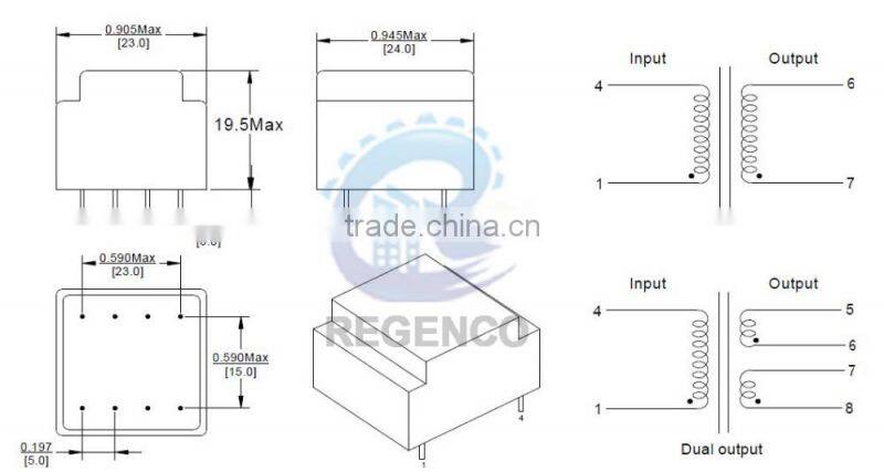 Encapsulated Transformers EE20, 0.6VA