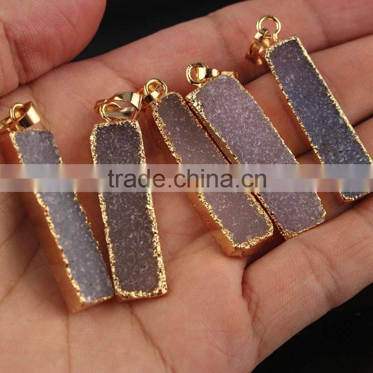 JF6902 Hot Crystal Pave Sparkly Geode Agate Druse Druzy Pendants