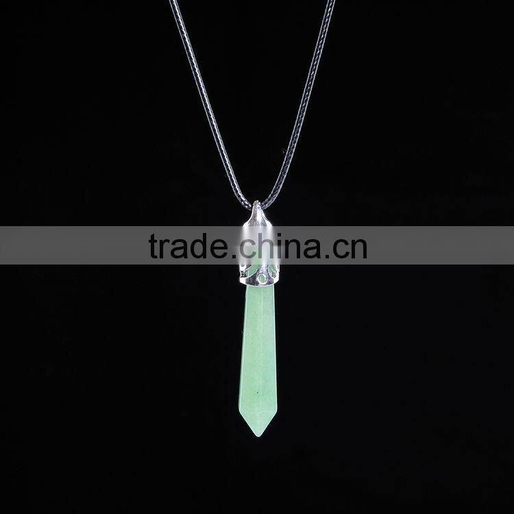 Wholesale Women Jewelry Fashion Gem Stone Pendant Turquoise Stone Bullet Necklace SMJ0112