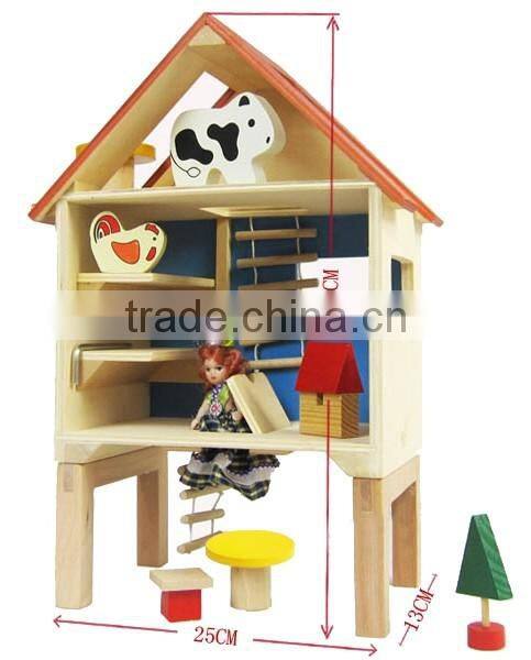 2016 New Design Wooden Toy House for Kids Child Educational Wooden Assembling Set Baby DIY Doll House