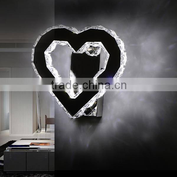 lovely heart shaped crystal wall lamp