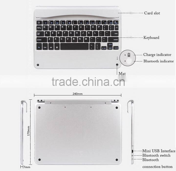 Ultra thin aluminium bluetooth keyboard for iPad mini 2/3,wireless keyboard for ipad air 2