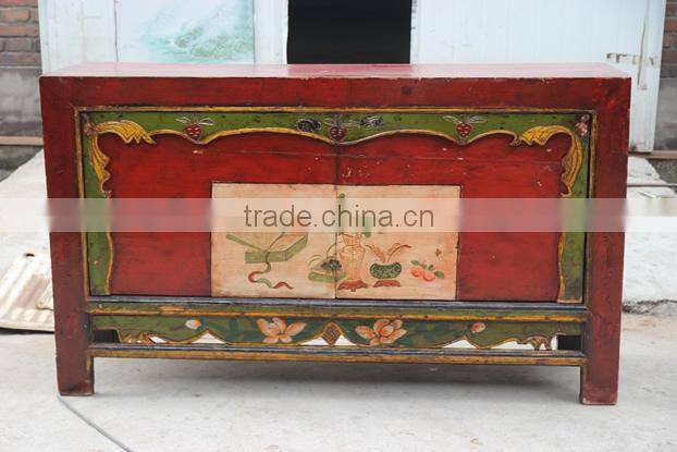 Chinese antique furniture/Mongolia Reproduction cabinet/hand-painting cabinet