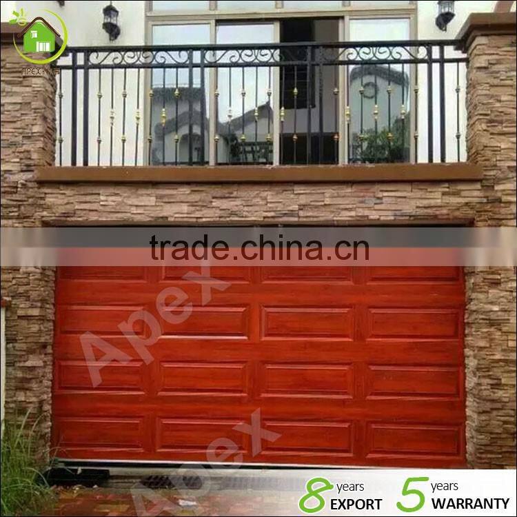 Wooden color garage door panels with liftmaster garage door opener/residential sectional garage door